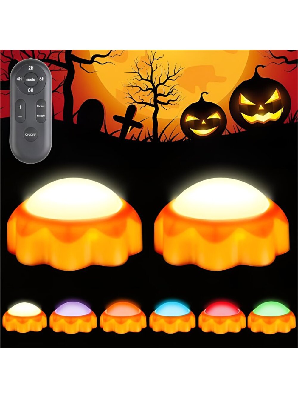 Halloween Pumpkin Lights, LED Pumpkin Lights Battery Operated, 2 Pack
